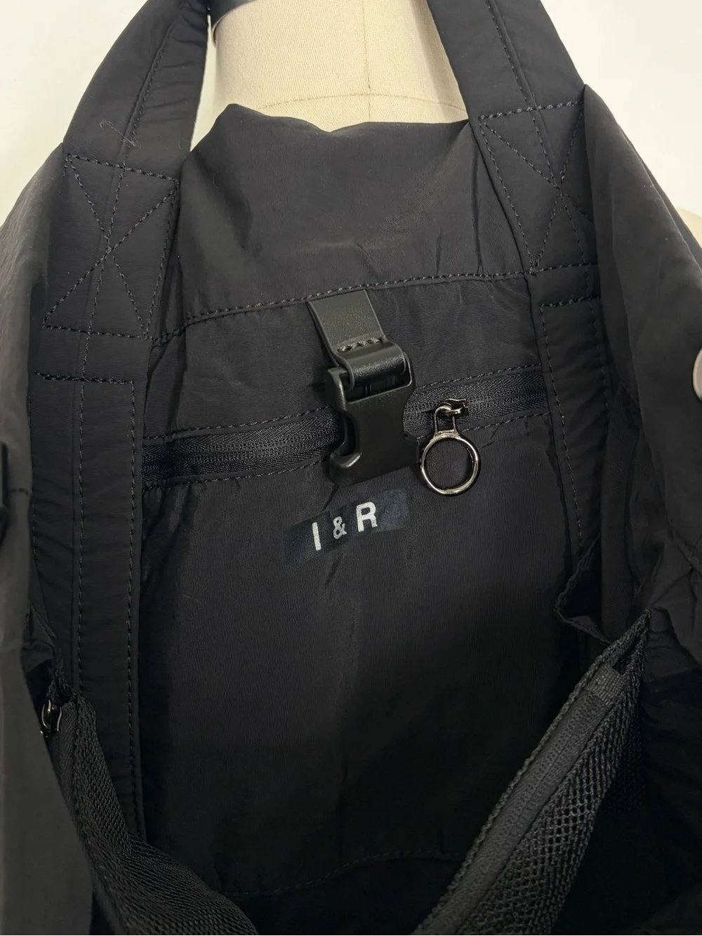 Iris' Favorite Tote Bag Large Zippered Canvas Tote Bag Iris & Rainbow Black NWT